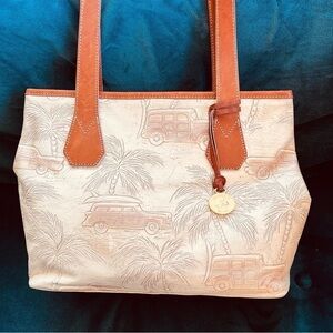 BRAHMIN RETRO VINTAGE COPA CABANA 
PALM TREES TROPICAL SHOULDER BAG